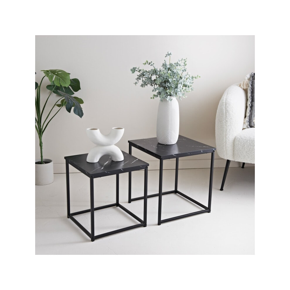 New Home Collection Nest of 2 Marble Tables Place snacks,drinks &items