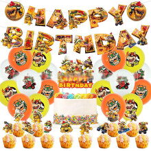 Super Mario Bros Bowser Koopa Theme Kids Birthday Party Balloons Kit Banner Cake Cupcake Toppers Set Decoration Supplies