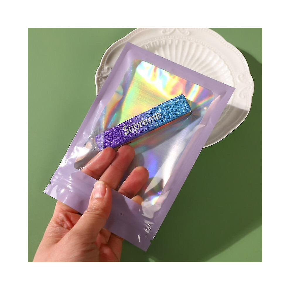 50pcs Zip Lock Bags Holographic Laser Color Clear Plastic Pouch For Diy Jewelry Retail Storage Pouch  Display Packaging Opp Bag