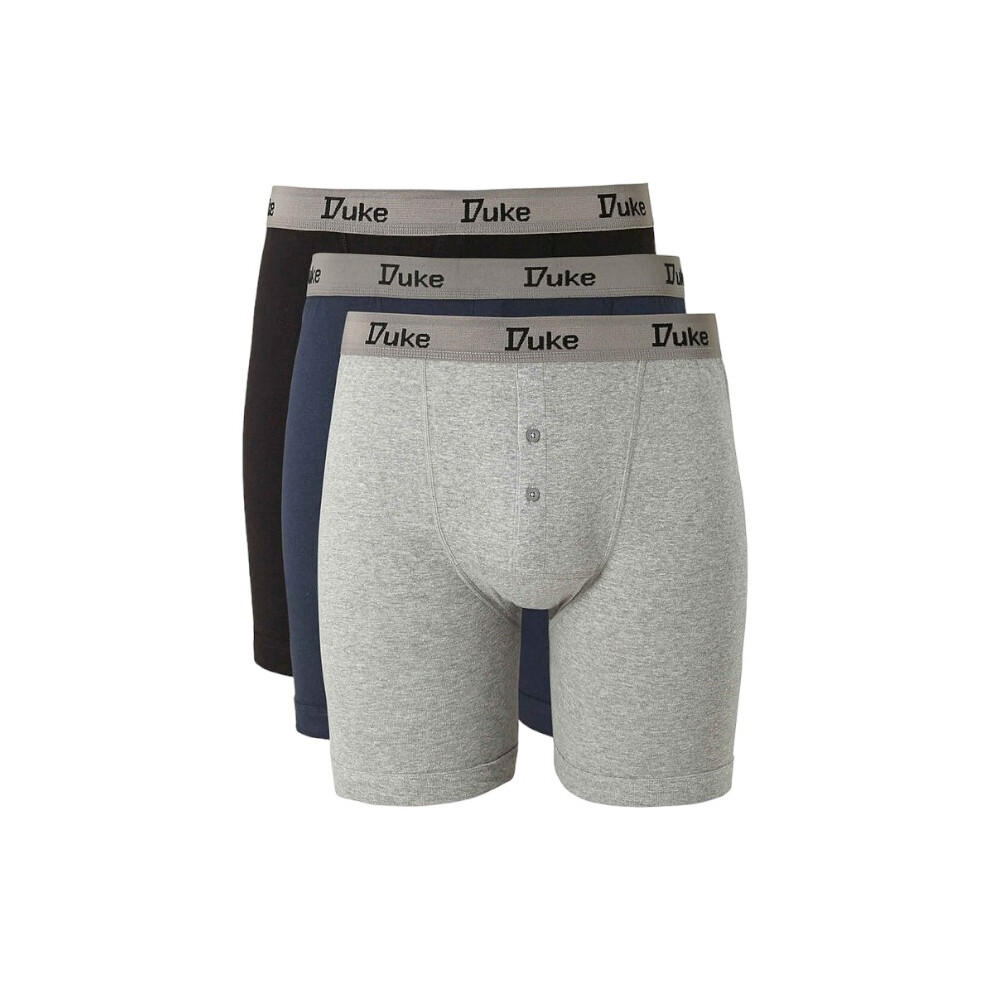 (7XL) Duke London Mens Boxer 3 Pack Black Grey Navy