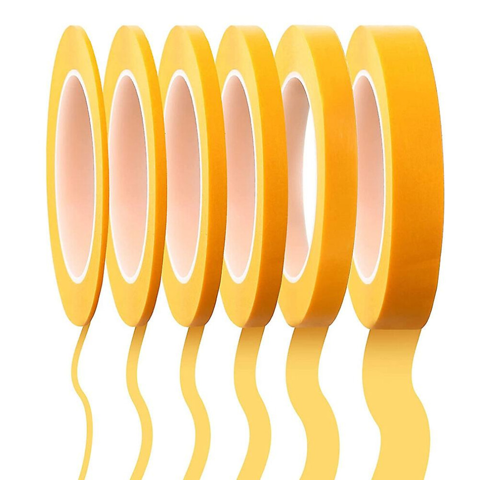 6 Rolls Fine Line Tape 1/16,7/10,1/8,1/4,1/2,3/4 Inch x 55Yard, Fineline Masking Tape, Painters Aut