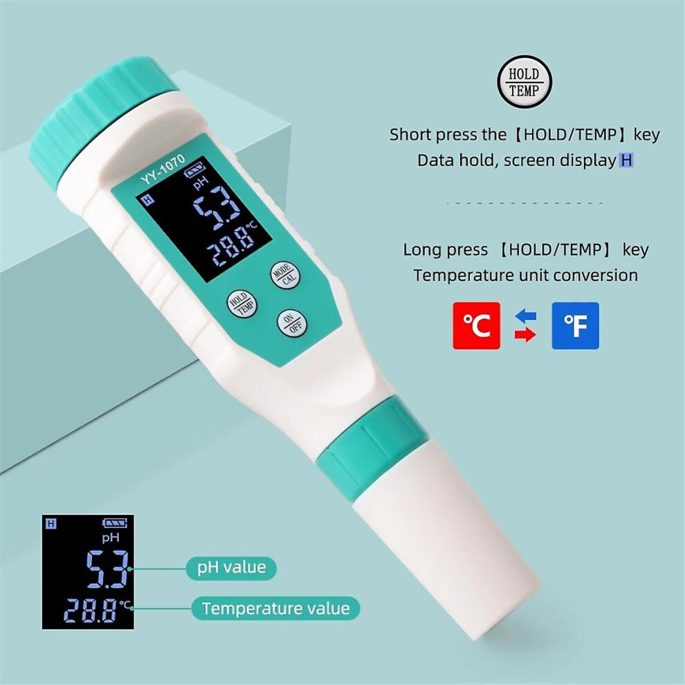 7 In 1 Ph/free Chlorine/orp/ec/tds/salt/temp Ph Meter Swimming Pool Salinity Tester Ip67 Waterproof
