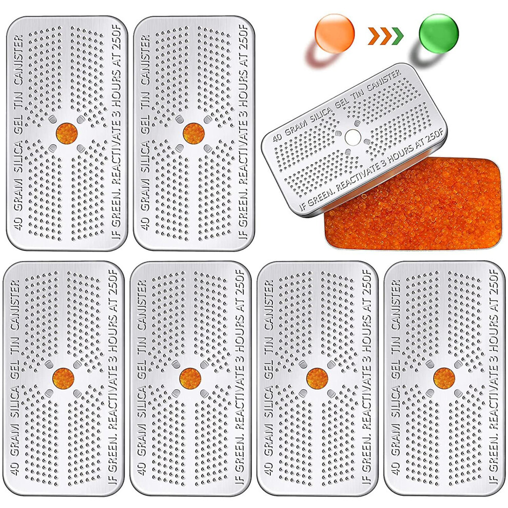 Aespa 6 Pack 40 Gram Indicating Silica Gel Desiccant Canister Dehumidifier Orange Indicating Desiccant Reusable Moisture Absorber Bag For Car Closet C