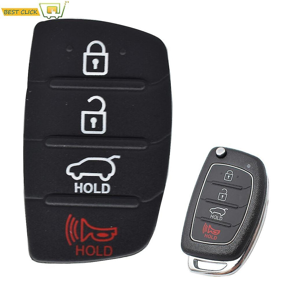 Rubber Car Key Cover Pad For Hyundai Tucson Santa Fe / Ix45 Sonata I40 4 Button Repair Car Key Shell Replacement Fob Case Skin 3010291961413