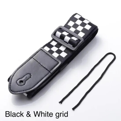 (Black and White Checkerboard) Polyester Guitar Straps for Bass/Acoustic/Electric