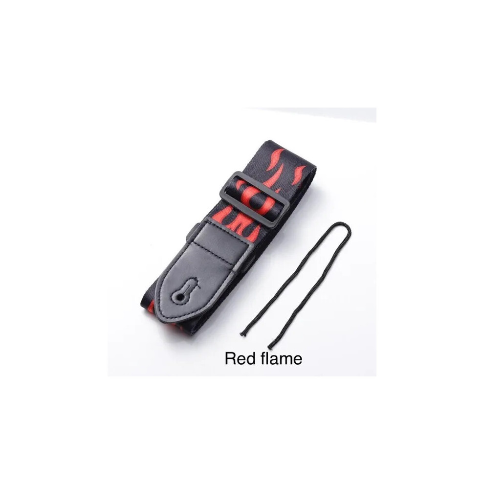 (Red Flame) Polyester Guitar Straps for Bass/Acoustic/Electric