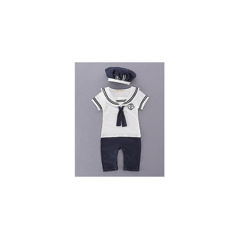 Baby Boys Sailor Outfit Infant Cotton Romper With Hat Best Gift
