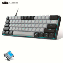 (Black&Grey(Blue Switches)) 60% Mechanical Keyboard, Gaming Keyboard And Sea Blue Backlit Small Compact 60 Percent Keyboard Mechanical, Portable 60 Percent Gaming Keyboard Gamer