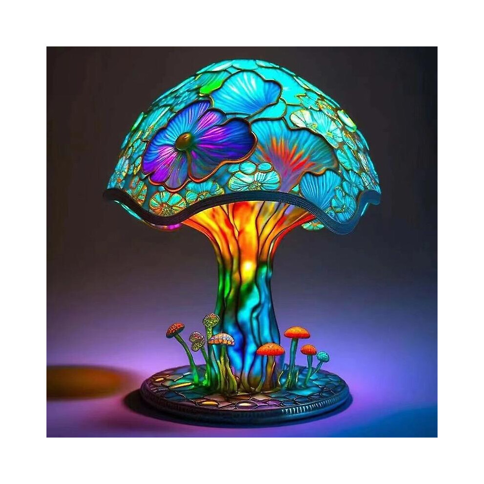 Bohemian Stained Glass Mushroom Table Lamp - Decorative Night Light
