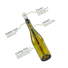 Wine Chiller, 3-in-1 Stainless Steel Wine Bottle Cooler Stick - Rapid Iceless Wine Chilling Rod With Aerator And Pourer - Perfect Wine Accessories Gif