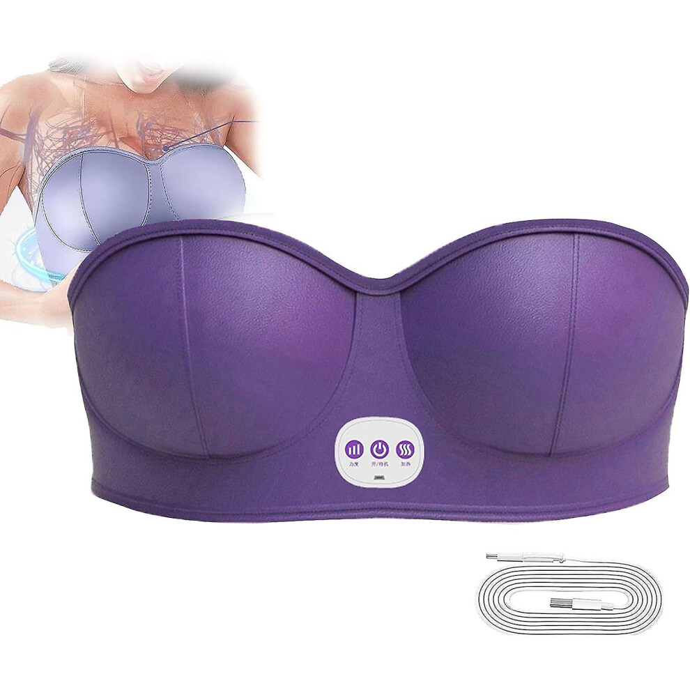Chest Beauty Enlargement Machine, Electric Breast Lift Massager Bra, Bust Enhancer Vibration Massager Usb-plug With Hot Compress, Anti Sagging
