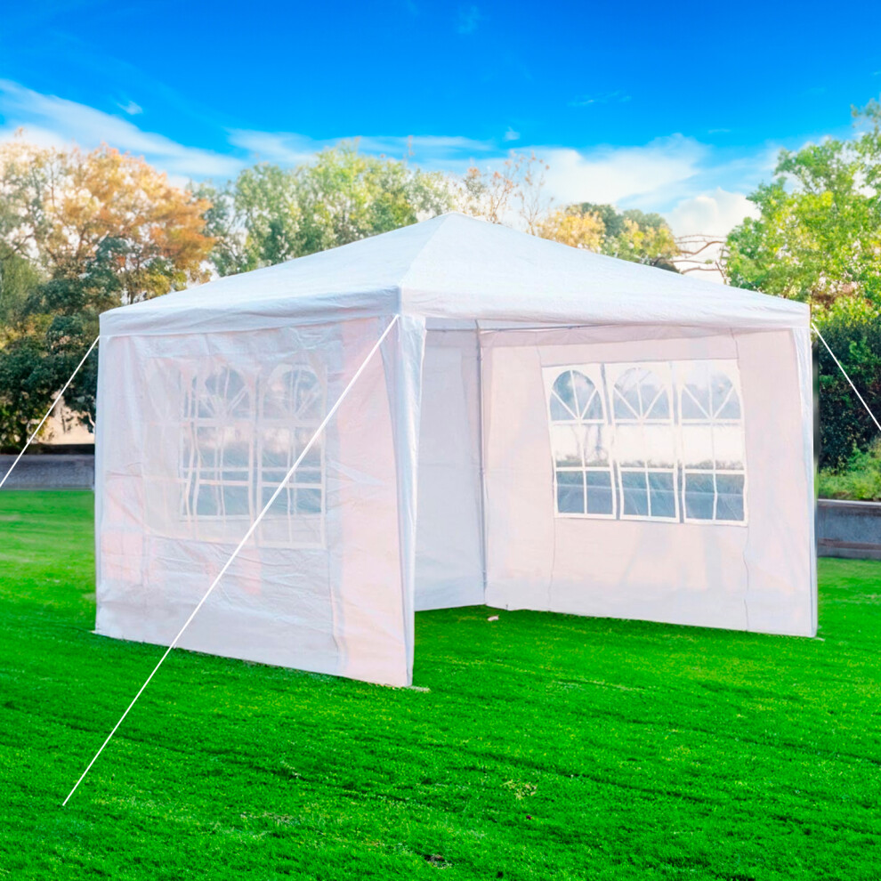 (White) 3X3M Event Gazebo 4 Side Panels Outdoor Waterproof Garden Party Tent Marquee Canopy Shelter Coated Steel Frame