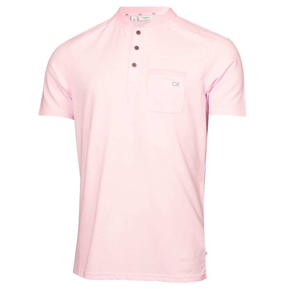 (M, Pink) Calvin Klein Mens 2024 Middlebrook Easy Care Moisture Wicking Golf Polo Shirt