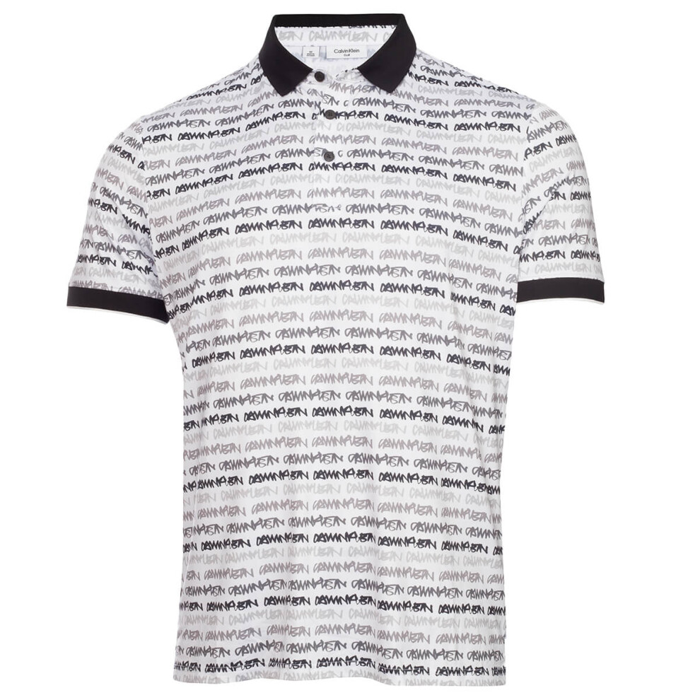 (XL, White) Calvin Klein Mens 2022 Signature Moisture Wicking Recycled Golf Polo Shirt