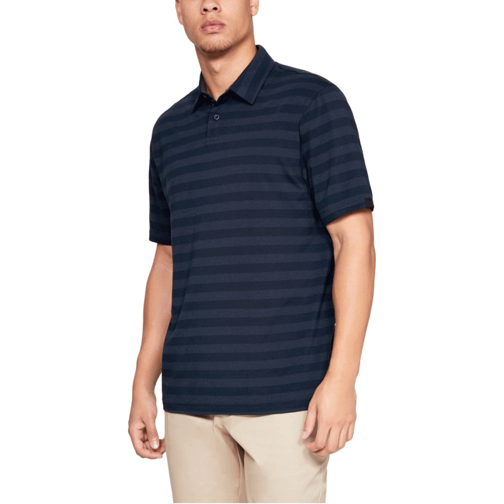 (S, Academy) Under Armour Mens CC Scramble Stripe Charged Cotton Polo Shirt