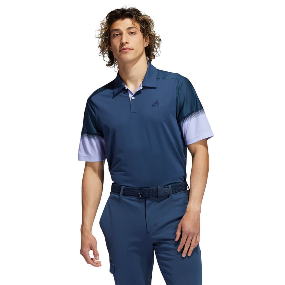 (M, Crew Navy) adidas Golf Mens Statement HEAT.RDY Breathable Moisture Wicking Polo Shirt