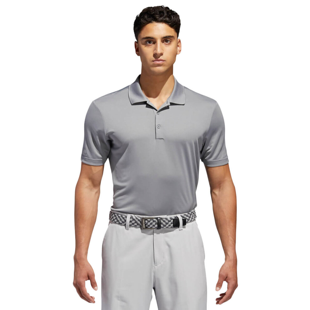 (S, Grey Three) adidas Golf Mens Moisture Wicking Short Sleeve Performance Polo Shirt