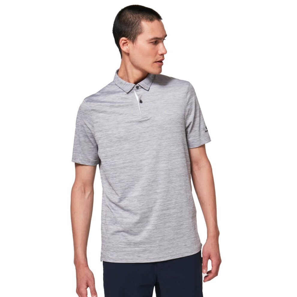 (M, Light Grey Heather) Oakley Mens 2021 Contender Heather Hydrolix Wicking Golf Polo Shirt