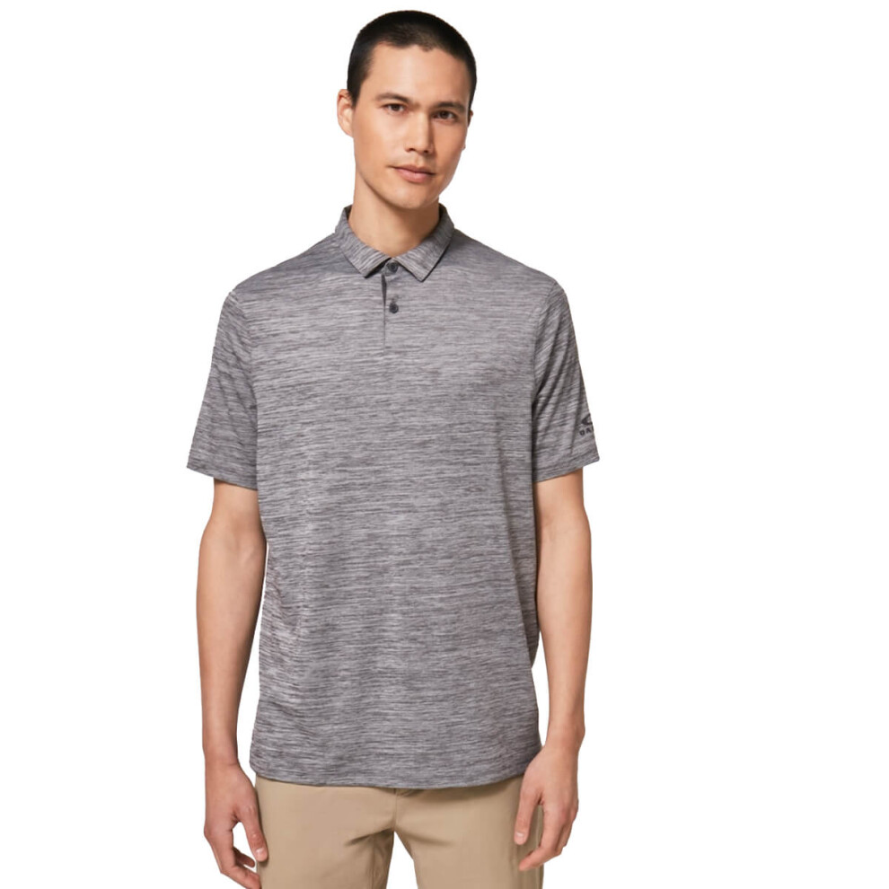 (M, Dark Grey Heather) Oakley Mens 2021 Contender Heather Hydrolix Wicking Golf Polo Shirt