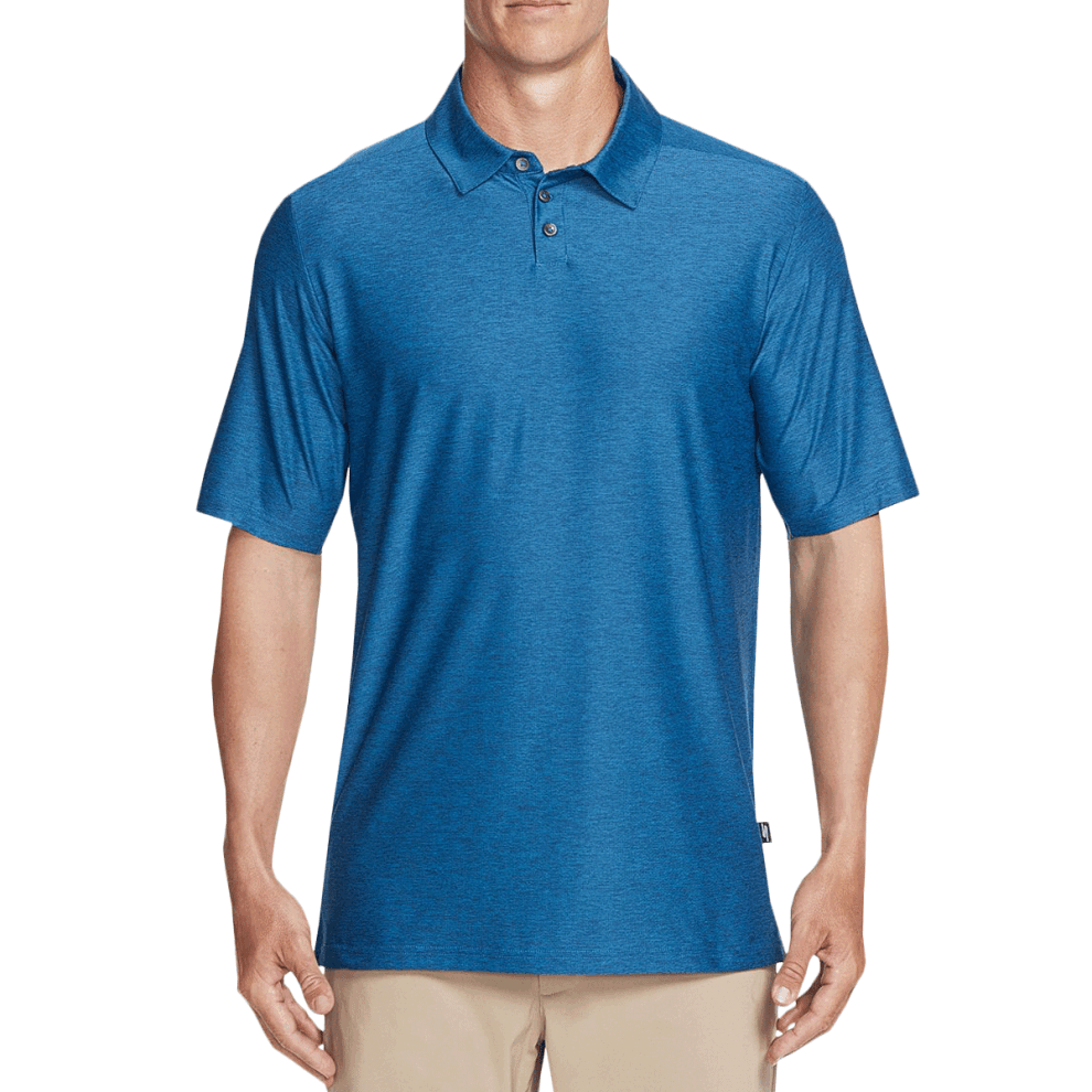 (S, Imperial Blue Heather) Skechers Golf Mens Pine Valley Classic Breathable Performance Polo Shirt