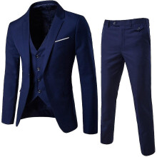 (Navy, S) Mens Suit 3-piece Suit R Wedding Et Vest Pants Blazers Fash Blazer Et Clothing
