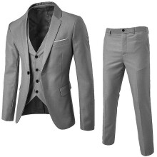 (Gray, XXXL) Mens Suit 3-piece Suit R Wedding Et Vest Pants Blazers Fash Blazer Et Clothing