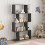 (Black) S-Shaped Bookshelf Wooden 4-tier Storage Bookcase 4
