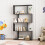 (Black) S-Shaped Bookshelf Wooden 4-tier Storage Bookcase 1