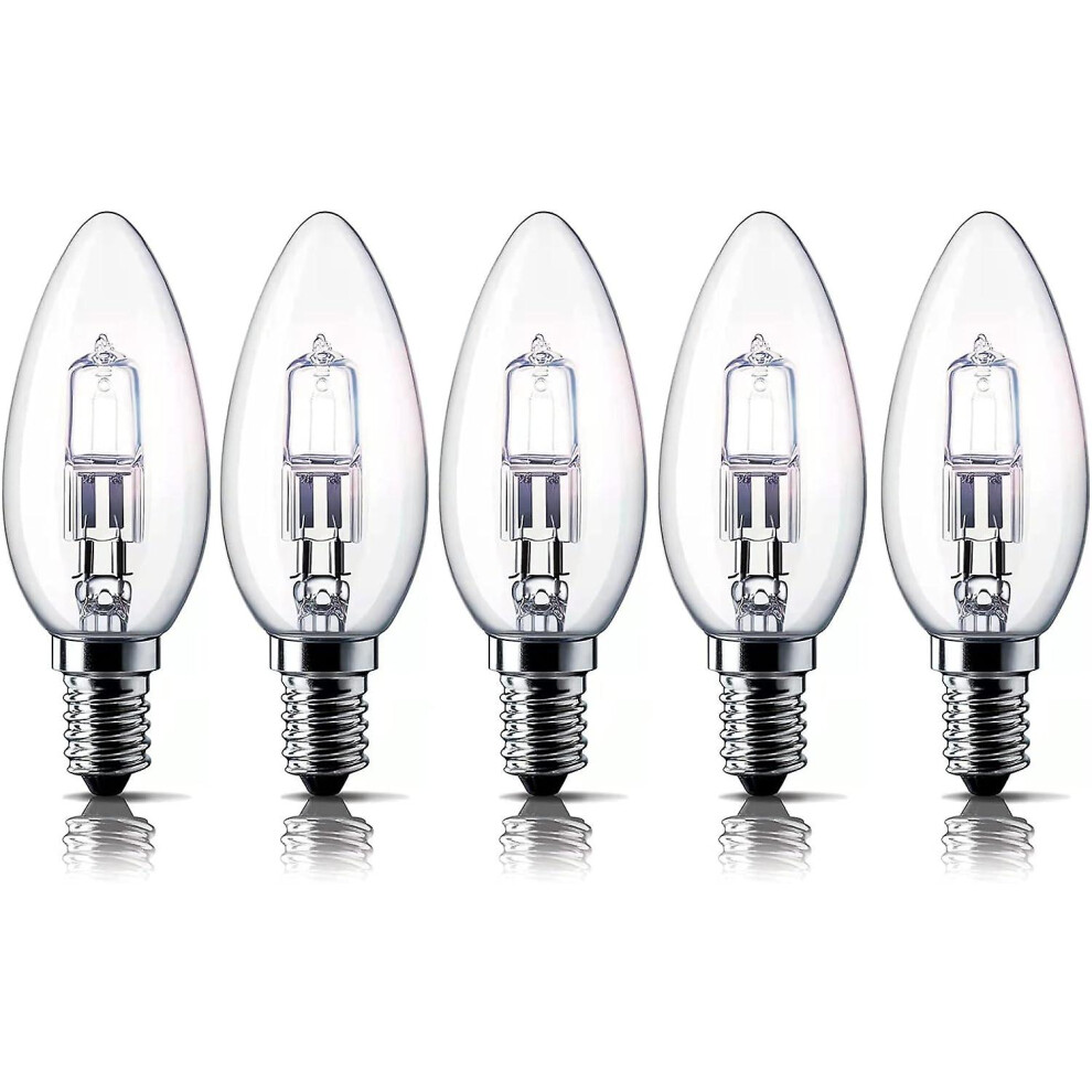 E14 28w Halogen Candle Light Bulbs, Small Edison Screw Bulb (ses) 2700k Warm White Dimmable Pack Of 5