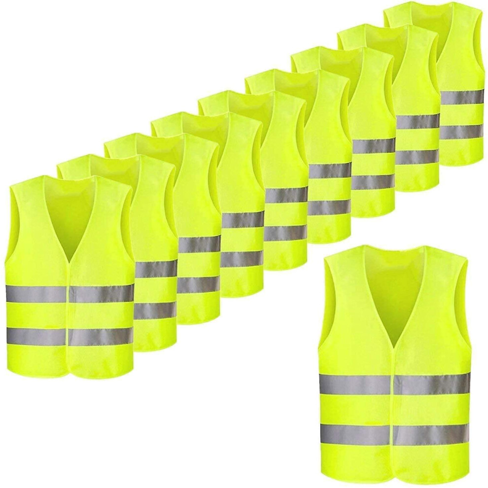 10Pcs Safety Vests Neon Green - Visibility - Washable 6262875257864