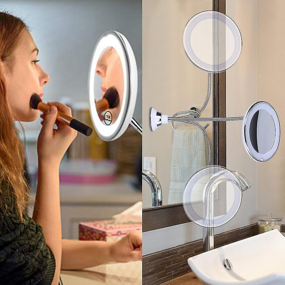 Flexible Gooseneck 7" 10x Magnification Led Illuminated Mirror