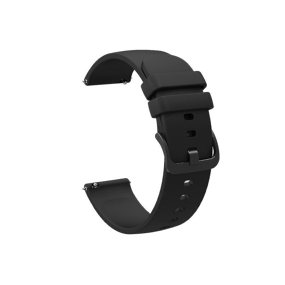 (Black) For Garmin Vivoactive 4S 18Mm Solid Color Soft Silicone Watch Band Black 3010291985631