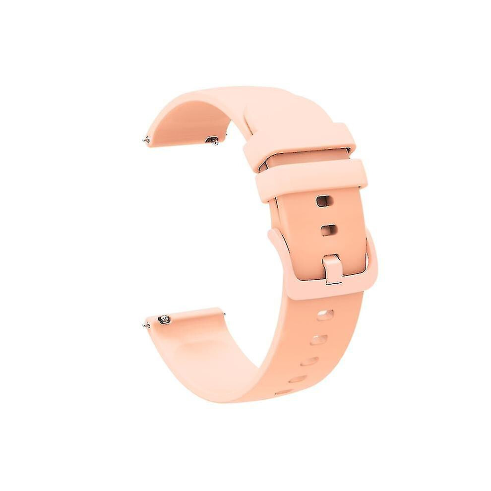 (Pink) For Garmin Vivoactive 4S 18Mm Solid Color Soft Silicone Watch Band Pink 3010291985662
