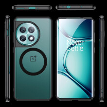 (transparent-black, with magnet) For Oneplus 12 Case, Thin Transparent Hard Plastic Crystal Cover, Anti-scratch Shookproof Protection Case