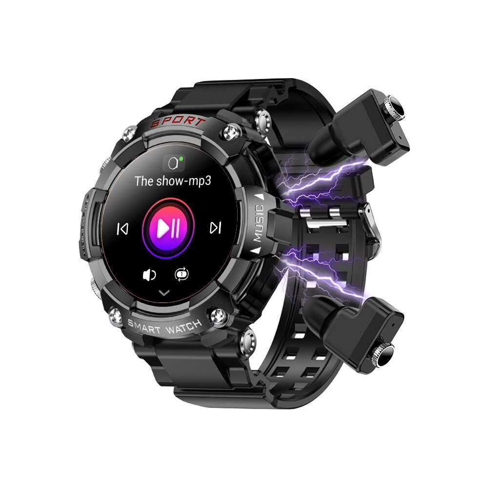 Chronus Smart Watch with Earbuds, 1.52" Screen, Calls, Fitness Tracker (Black)