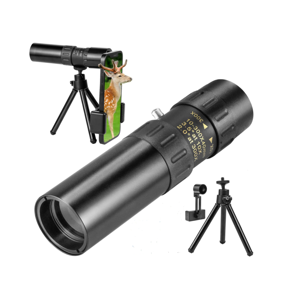 Chronus Compact Monocular Telescope, 10X-300X Zoom(Black) Black 6976919864467