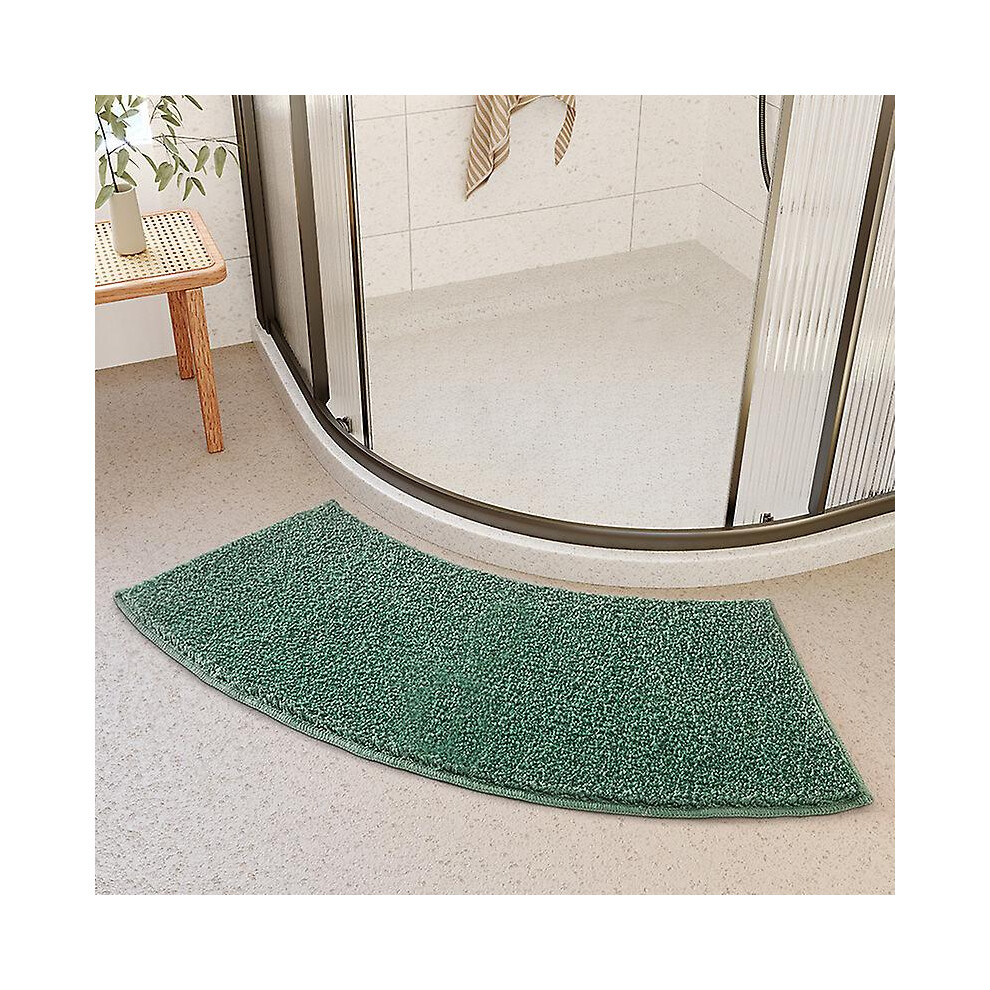 Corner Shower Mat, Scalloped Round Shower Mat, Quarter Round Microfiber Shower Mat, Green, 45x100cm Hy