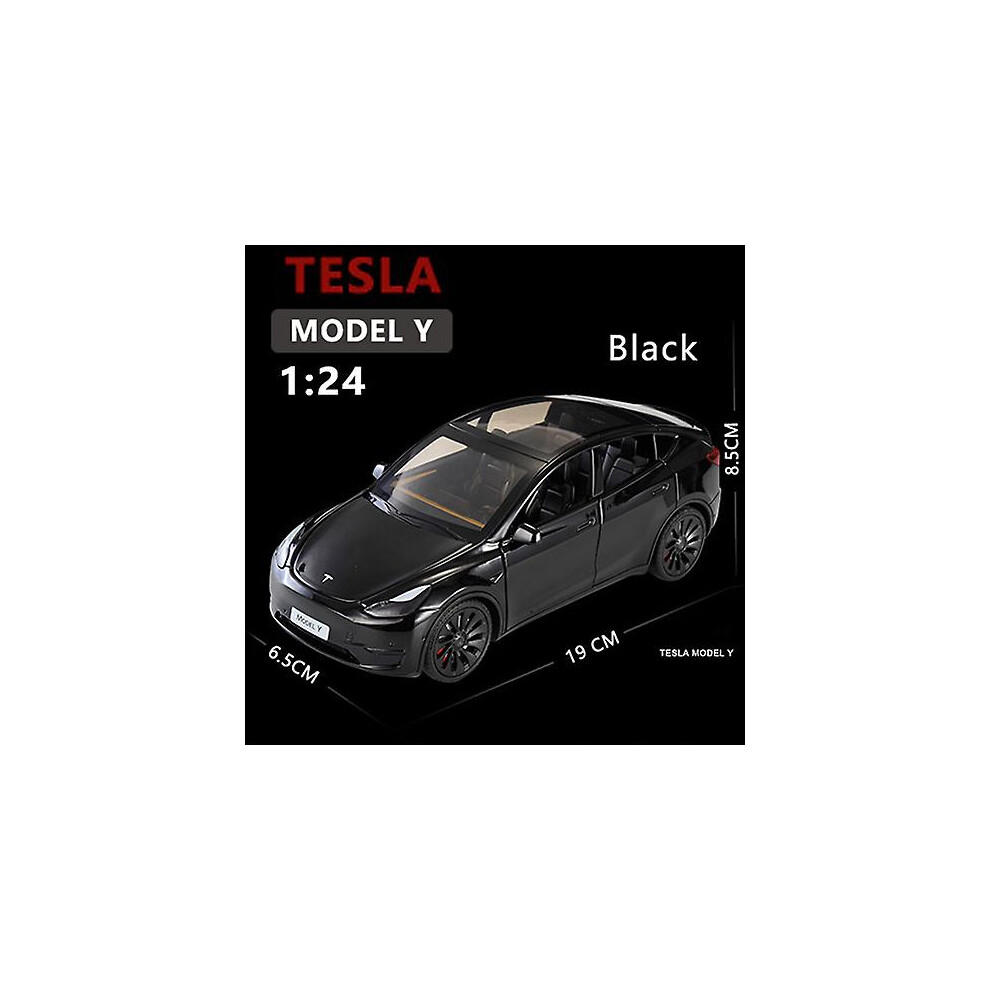 (Black) 1:24 Simulation Tesla Y Alloy Car Model Sound And Light Pull Back Toy Car New Energy Electric Car Boy Collection Decoration Gift-image-OPC-PDWXK98-NEW