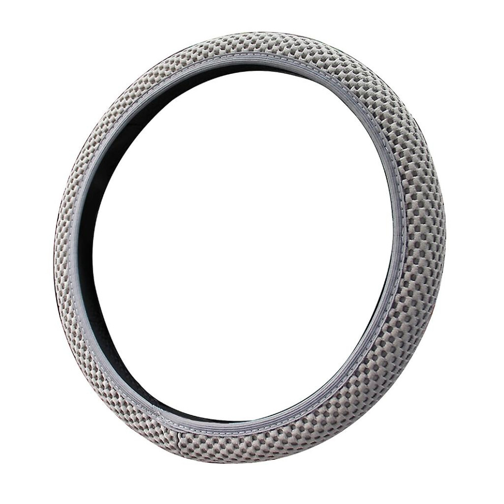 (Gray) Car Steering Wheel Covers Microfiber Wrap Universal 37-39Cm Breathable Covers Gray 6262875269065