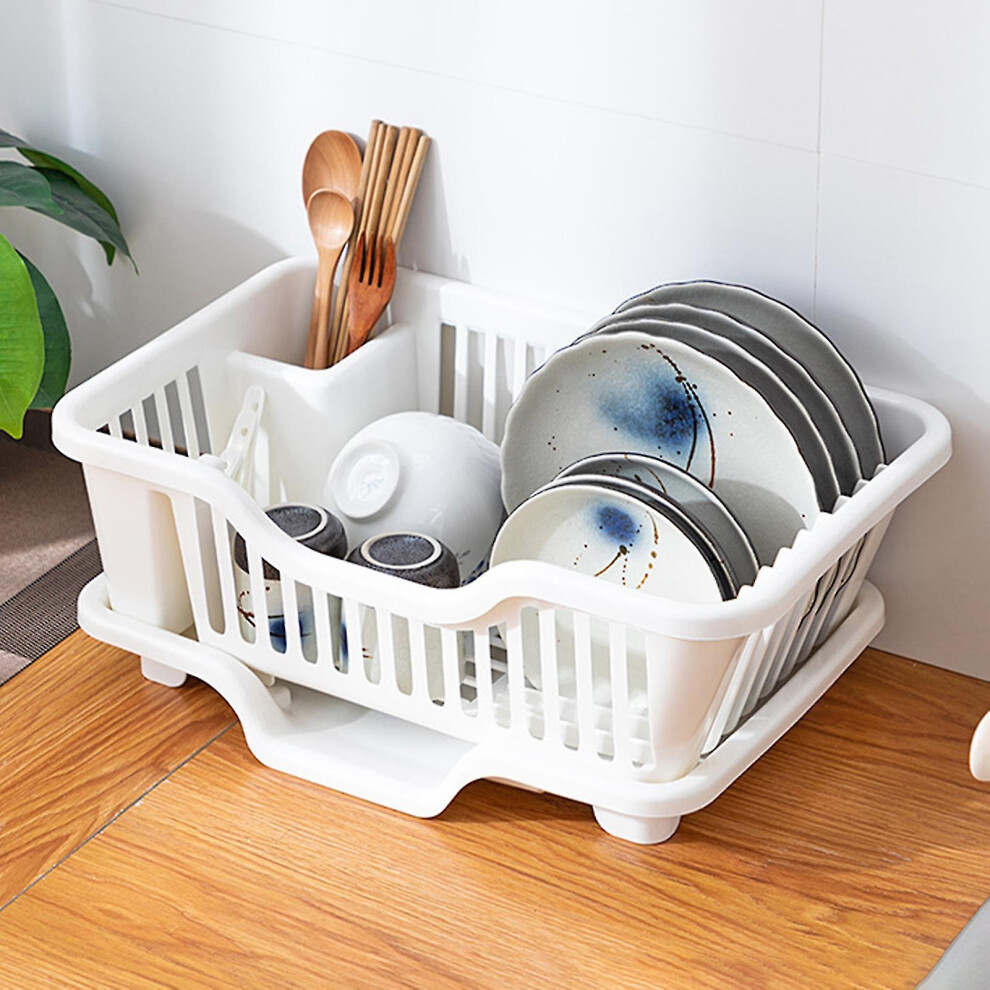 (White) Kitchen Dish Rack Over Sink Dish Drainer With Drainboard Gift For Friends Family Members