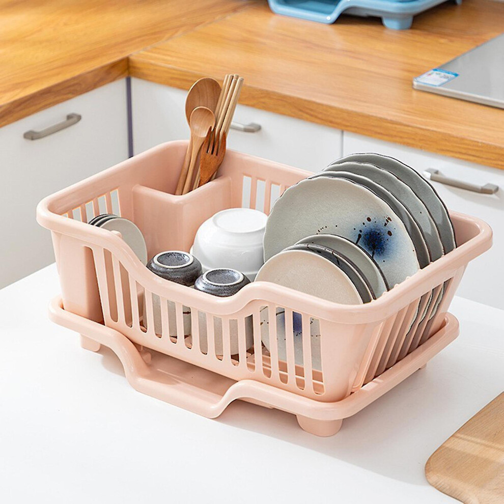 (Pink) Kitchen Dish Rack Over Sink Dish Drainer With Drainboard Gift For Friends Family Members