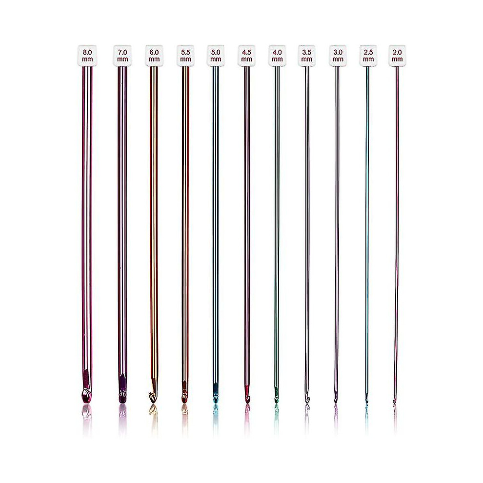 Long Crochet Hook Set, 11pcs Tunisian Crochet Hooks Multicolor Afghan Crochet Needles For Crocheting, 2mm(b)-8mm(l), Great Knitting