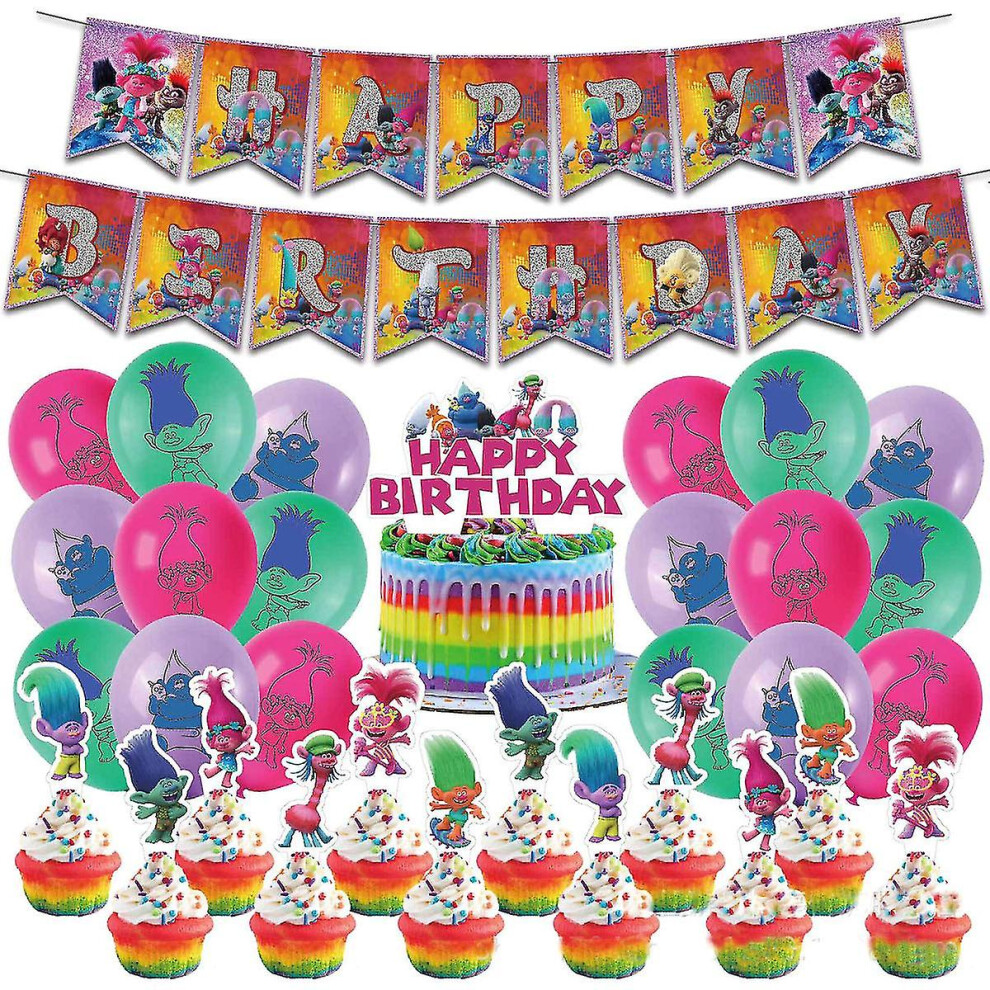 Magic Hair Troll Happy Birthday Balloon Set Latex Balloons Party Decoration Kit
