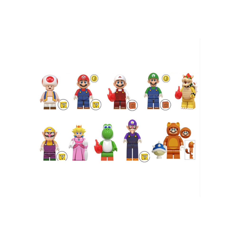 10pcs Super Mario Luigi Peach Princess Mushroom Mini Figures Building Blocks Characters Fits Lego Kids Best Gift