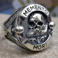 (14) Memento Mori Skull Sterling Silver Ring Alloy Electroplate Unisex Skull Ring