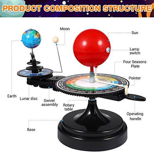 Solar System Model Kit Solar System Planetarium Model Sun Earth Moon Orbital Model Educational Teaching Tool Scientific Experiment Kit , 1pc 2