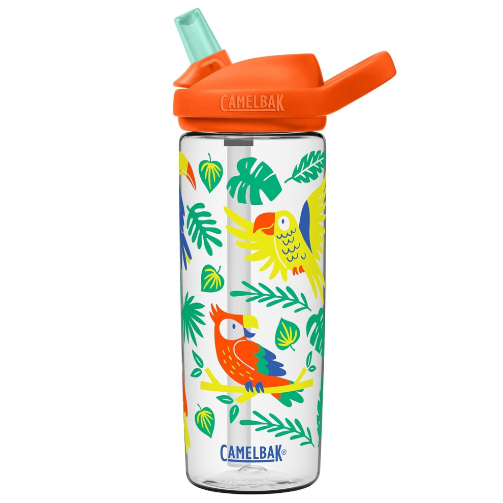 (tropical birds) Camelbak Eddy+ Kids 20oz water bottle 600ml spill proof flip top flask