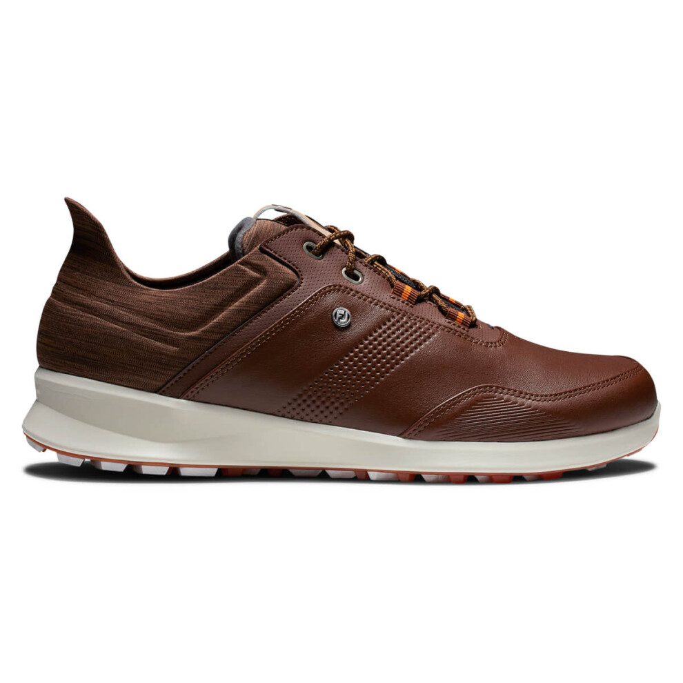 (UK 7, Cognac/Brown/Orange) FootJoy Mens Stratos Waterproof StratoFoam Spikeless Leather Golf Shoes