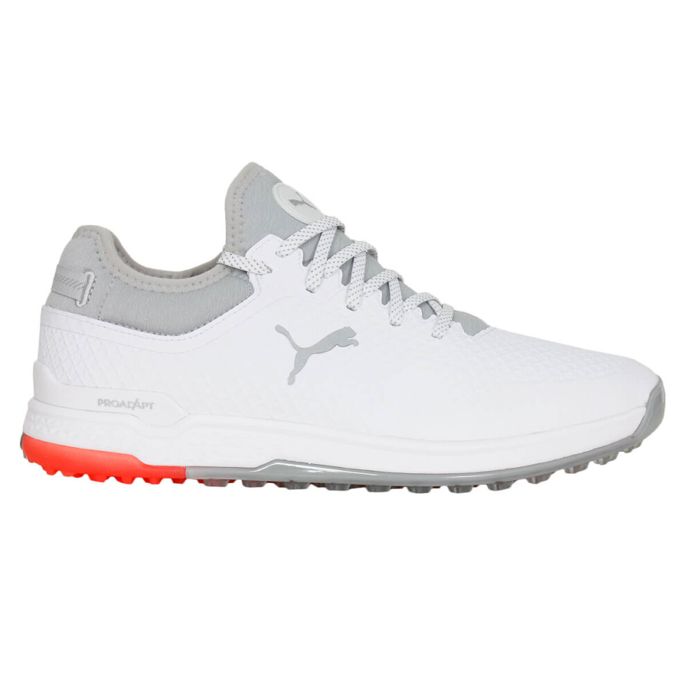 (UK 7, Puma White/High Rise) Puma Golf Mens PROADAPT ALPHACAT Spikeless Waterproof Golf Shoes