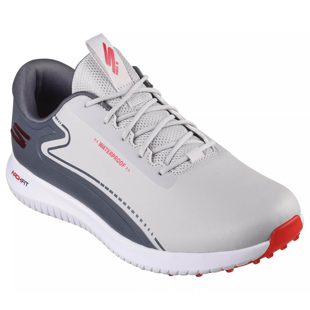 (UK 10.5, Grey/Red) Skechers Mens 2024 Go Golf Max 3 Arch Fit Waterproof Lightweight Golf Shoes